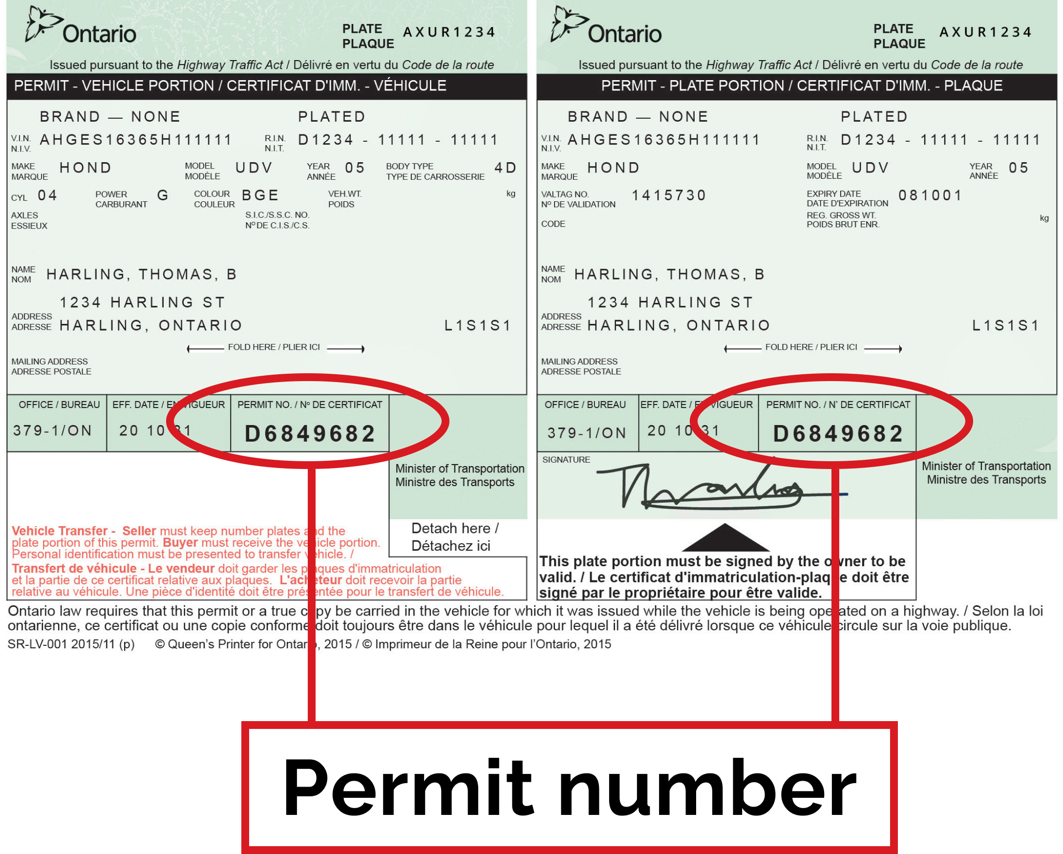 How Do I Find My Vehicle Permit Number Ontario at Chastity Aaron blog